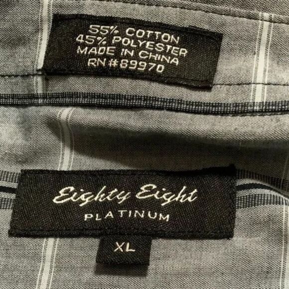 Eighty Eight Platinum Shirt Button Front Long Sleeves Men's Size XL Top - Picture 6 of 7